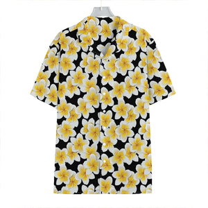 White And Black Frangipani Pattern Print Hawaiian Shirt