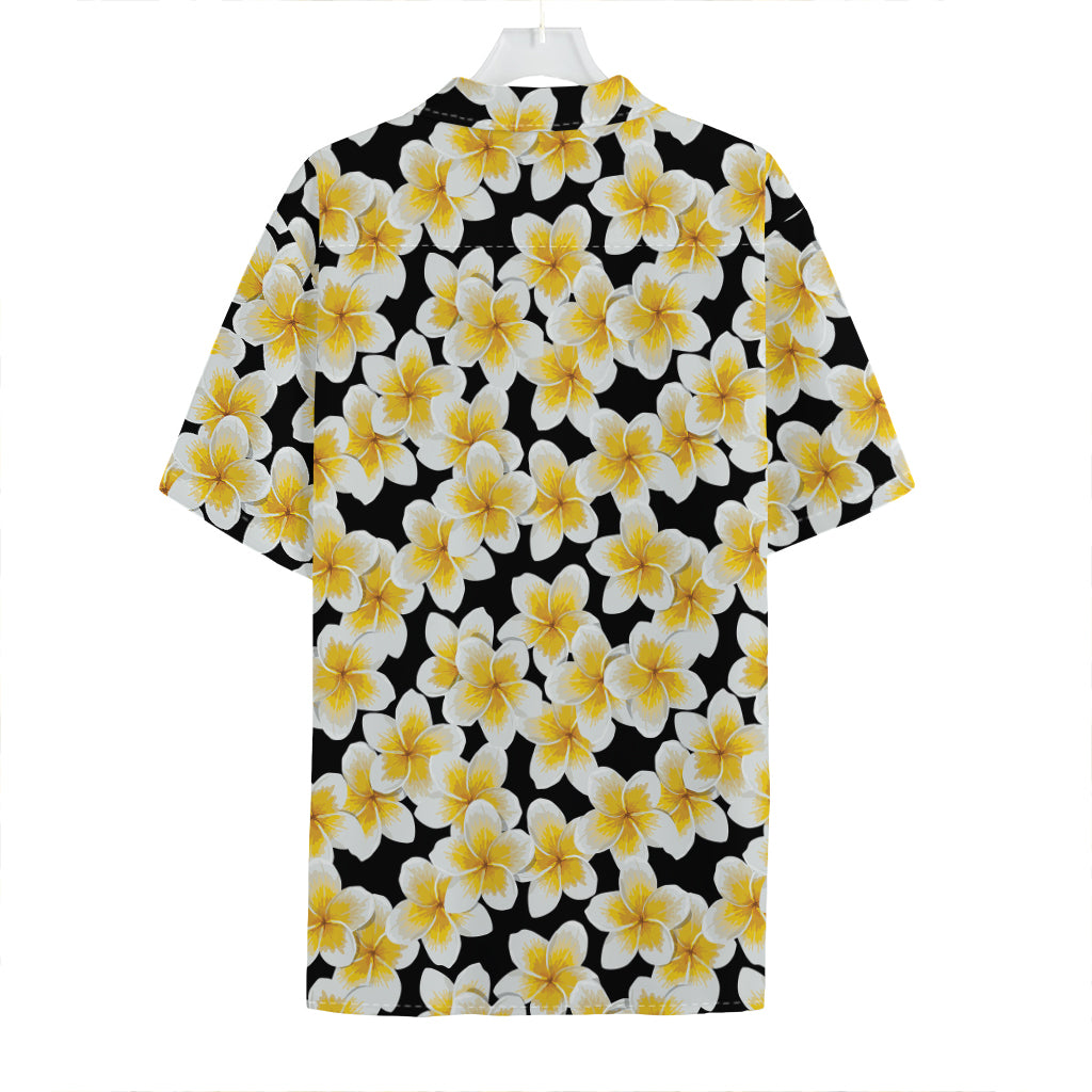 White And Black Frangipani Pattern Print Hawaiian Shirt