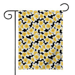 White And Black Frangipani Pattern Print House Flag