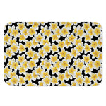 White And Black Frangipani Pattern Print Indoor Door Mat