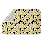 White And Black Frangipani Pattern Print Indoor Door Mat