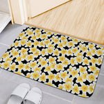 White And Black Frangipani Pattern Print Indoor Door Mat
