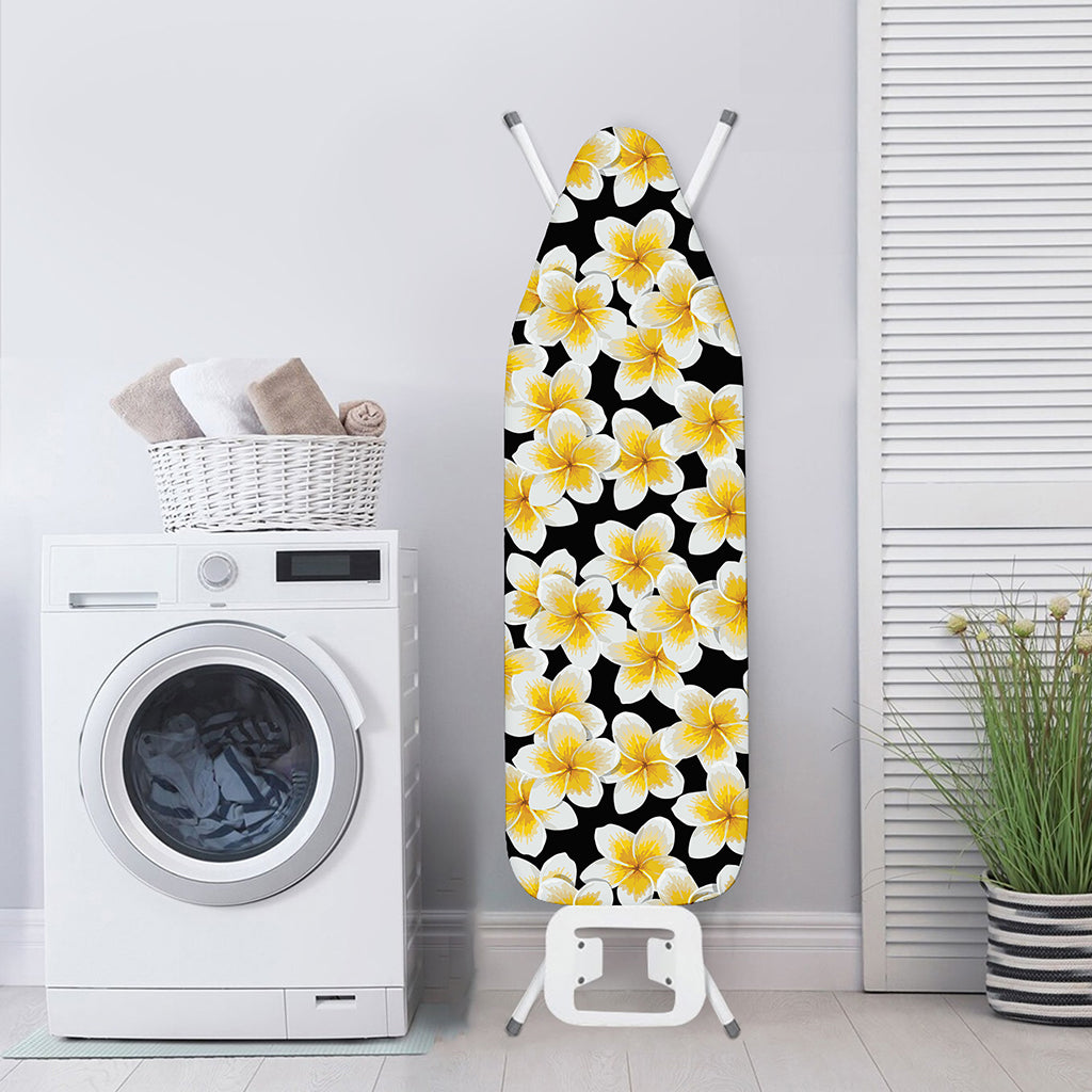 White And Black Frangipani Pattern Print Ironing Board Cover