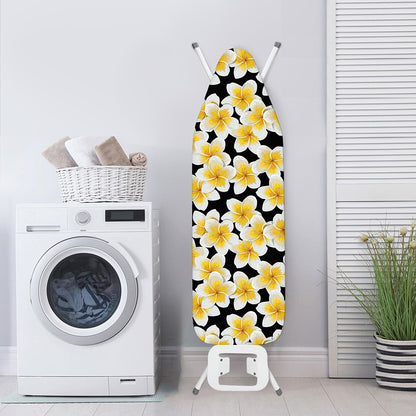 White And Black Frangipani Pattern Print Ironing Board Cover
