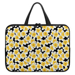 White And Black Frangipani Pattern Print Laptop Sleeve With Handle
