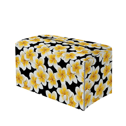 White And Black Frangipani Pattern Print Leather Tissue Box Cover