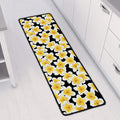 White And Black Frangipani Pattern Print Long Kitchen Mat