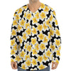 White And Black Frangipani Pattern Print Long Sleeve Baseball Jersey