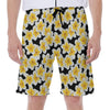 White And Black Frangipani Pattern Print Men's Beach Shorts