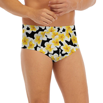 White And Black Frangipani Pattern Print Men's Briefs