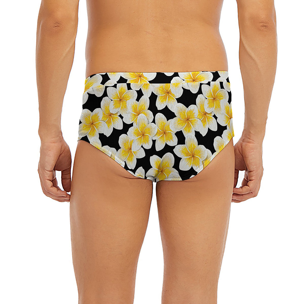 White And Black Frangipani Pattern Print Men's Briefs