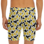 White And Black Frangipani Pattern Print Men's Long Boxer Briefs