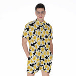 White And Black Frangipani Pattern Print Men's Rompers