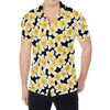 White And Black Frangipani Pattern Print Men's Shirt