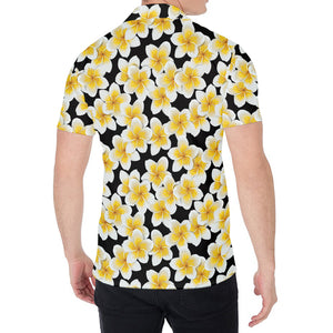 White And Black Frangipani Pattern Print Men's Shirt