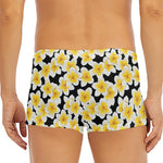 White And Black Frangipani Pattern Print Men's Short Boxer Briefs
