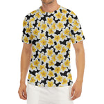 White And Black Frangipani Pattern Print Men's Short Sleeve Rash Guard