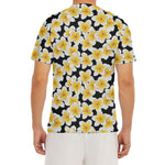 White And Black Frangipani Pattern Print Men's Short Sleeve Rash Guard