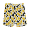 White And Black Frangipani Pattern Print Men's Athletic Shorts
