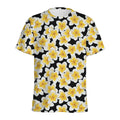White And Black Frangipani Pattern Print Men's Athletic T-Shirt