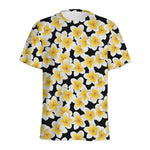 White And Black Frangipani Pattern Print Men's Sports T-Shirt