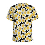 White And Black Frangipani Pattern Print Men's Sports T-Shirt