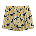 White And Black Frangipani Pattern Print Mesh Shorts