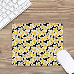 White And Black Frangipani Pattern Print Mouse Pad