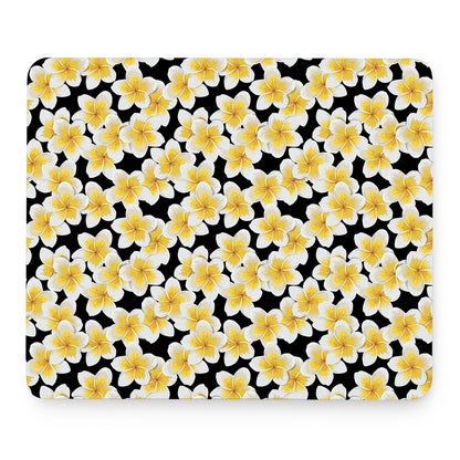 White And Black Frangipani Pattern Print Mouse Pad