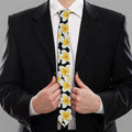 White And Black Frangipani Pattern Print Necktie