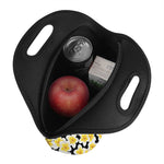 White And Black Frangipani Pattern Print Neoprene Lunch Bag