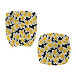 White And Black Frangipani Pattern Print Office Chair Cover