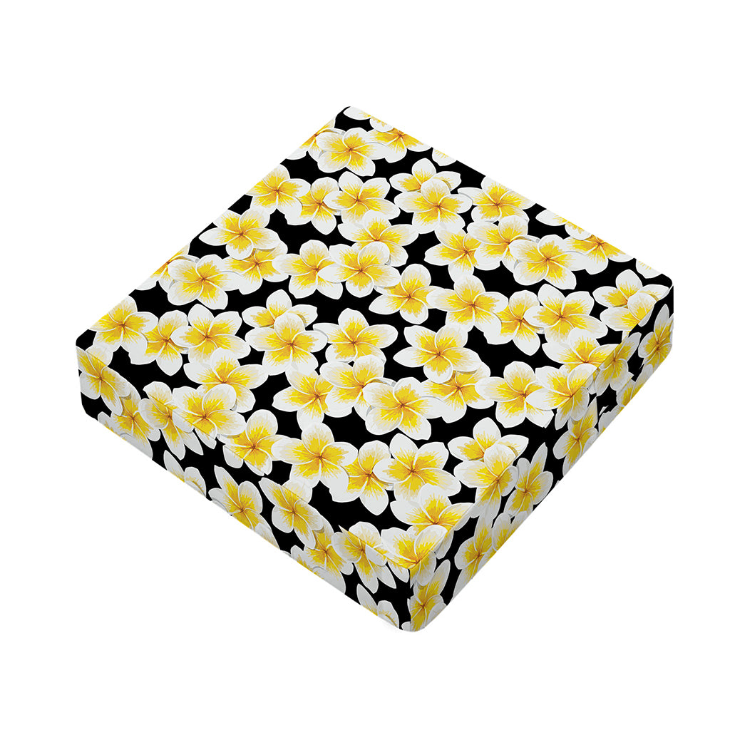 White And Black Frangipani Pattern Print Outdoor Seat Cushion Cover