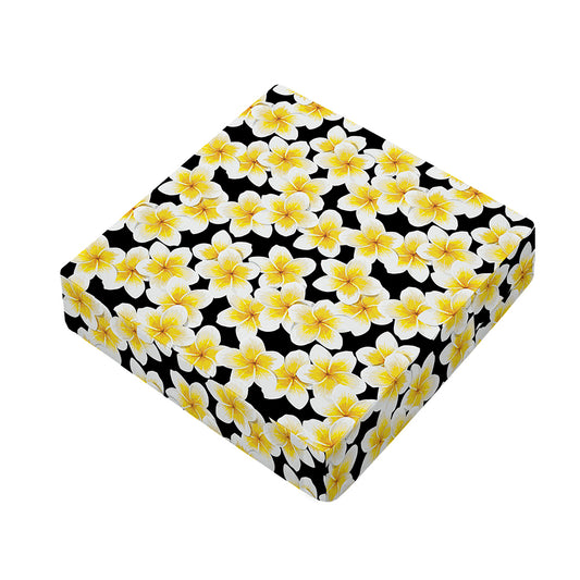 White And Black Frangipani Pattern Print Outdoor Seat Cushion Cover