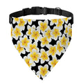 White And Black Frangipani Pattern Print Over The Collar Dog Bandana