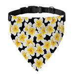 White And Black Frangipani Pattern Print Over The Collar Dog Bandana