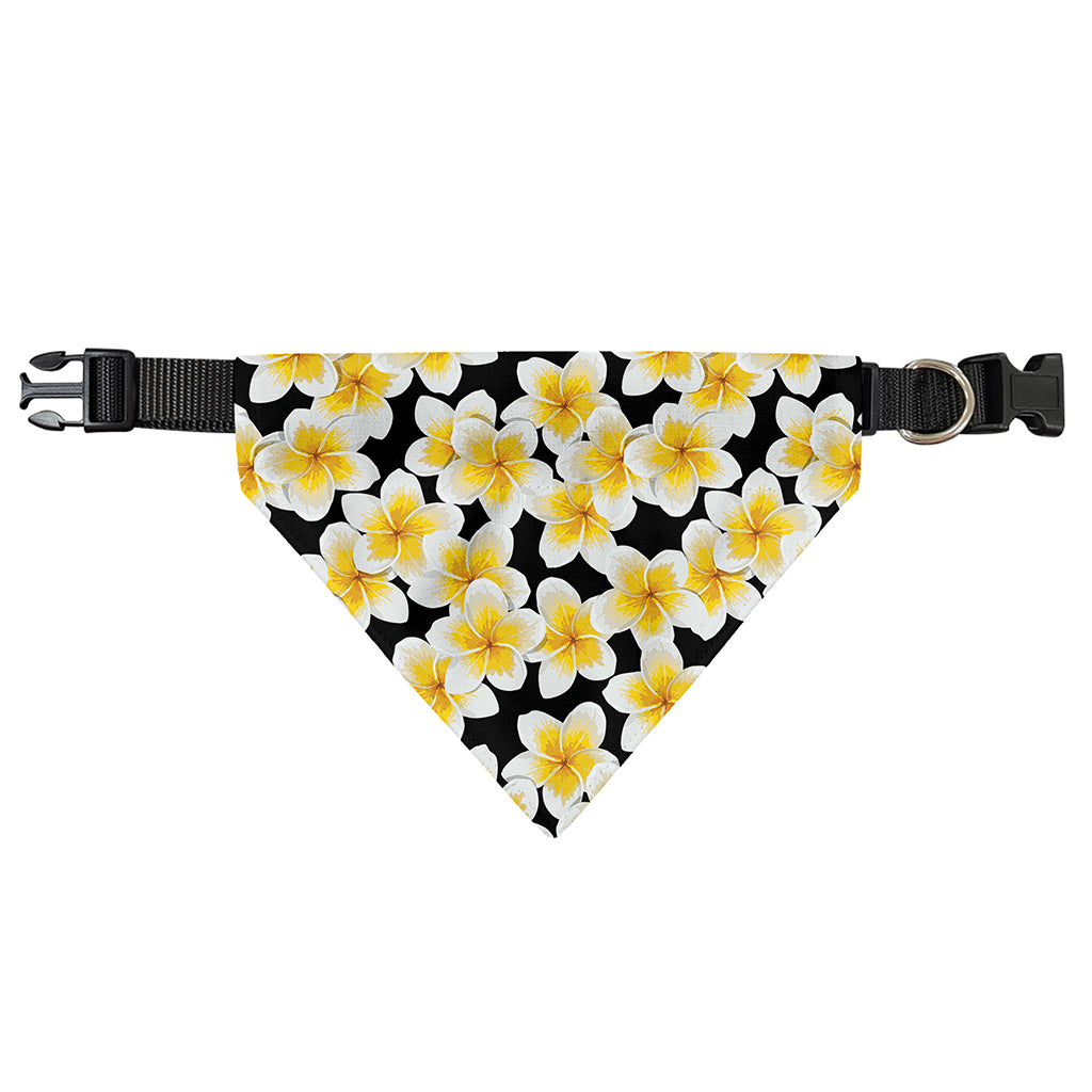 White And Black Frangipani Pattern Print Over The Collar Dog Bandana