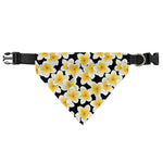 White And Black Frangipani Pattern Print Over The Collar Dog Bandana