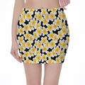 White And Black Frangipani Pattern Print Pencil Mini Skirt