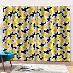 White And Black Frangipani Pattern Print Pencil Pleat Curtains