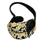 White And Black Frangipani Pattern Print Pet Sling Carrier