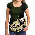 White And Black Frangipani Pattern Print Pet Sling Carrier