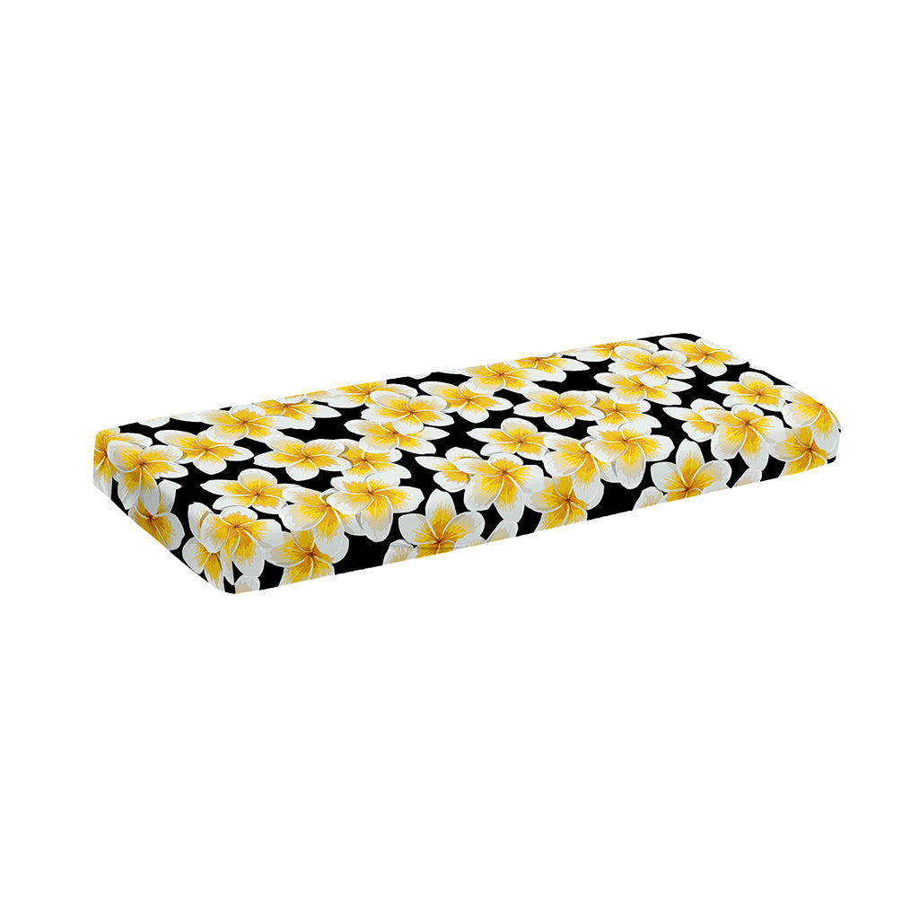 White And Black Frangipani Pattern Print Piano Keyboard Cover