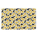 White And Black Frangipani Pattern Print Polyester Doormat