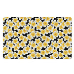 White And Black Frangipani Pattern Print Polyester Doormat