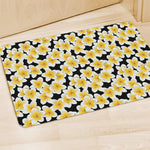 White And Black Frangipani Pattern Print Polyester Doormat