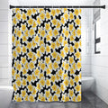 White And Black Frangipani Pattern Print Premium Shower Curtain