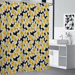 White And Black Frangipani Pattern Print Premium Shower Curtain