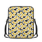 White And Black Frangipani Pattern Print Rectangular Crossbody Bag