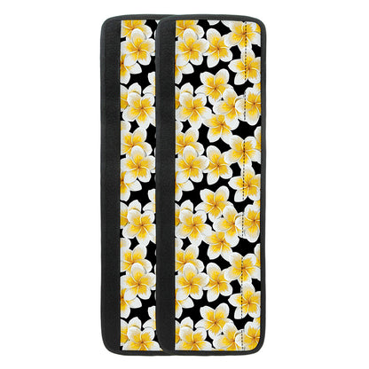 White And Black Frangipani Pattern Print Refrigerator Handle Covers